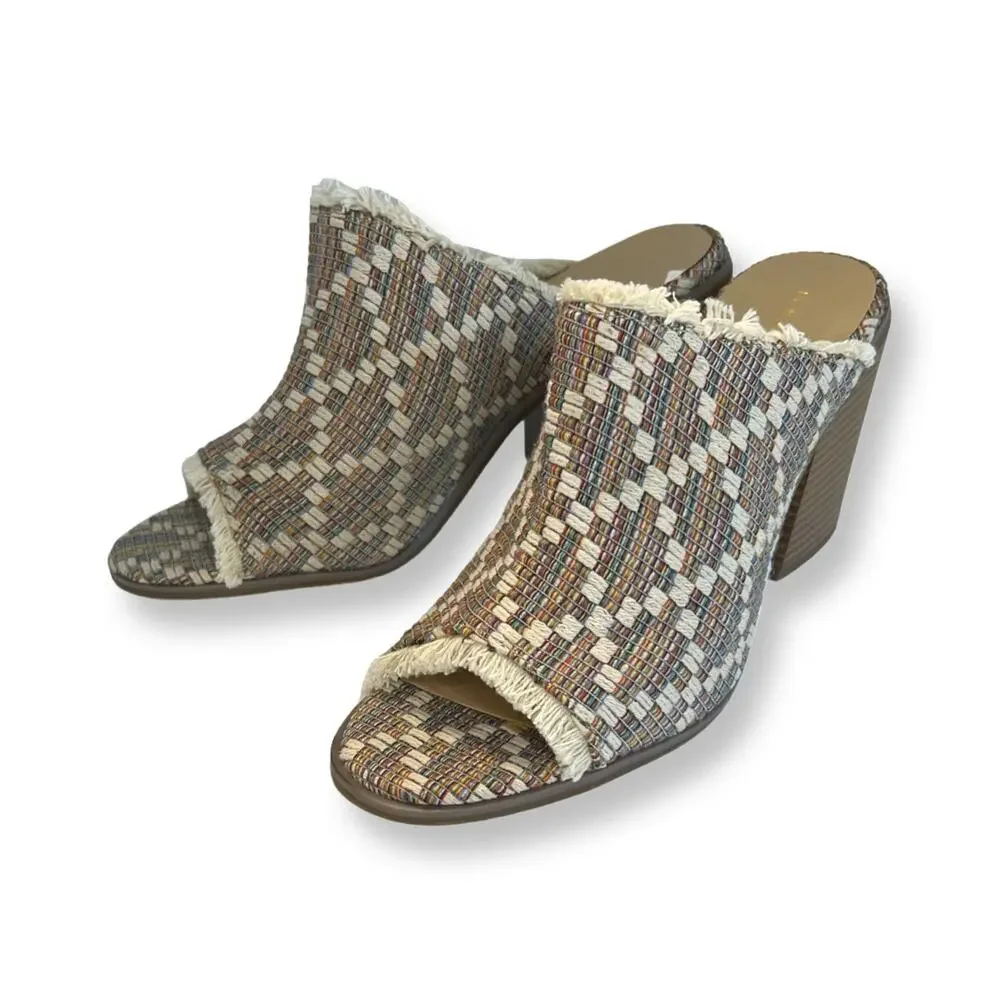 London Rag, Maya Tweed Tapestry with Fringe, 9.5, Block Heel